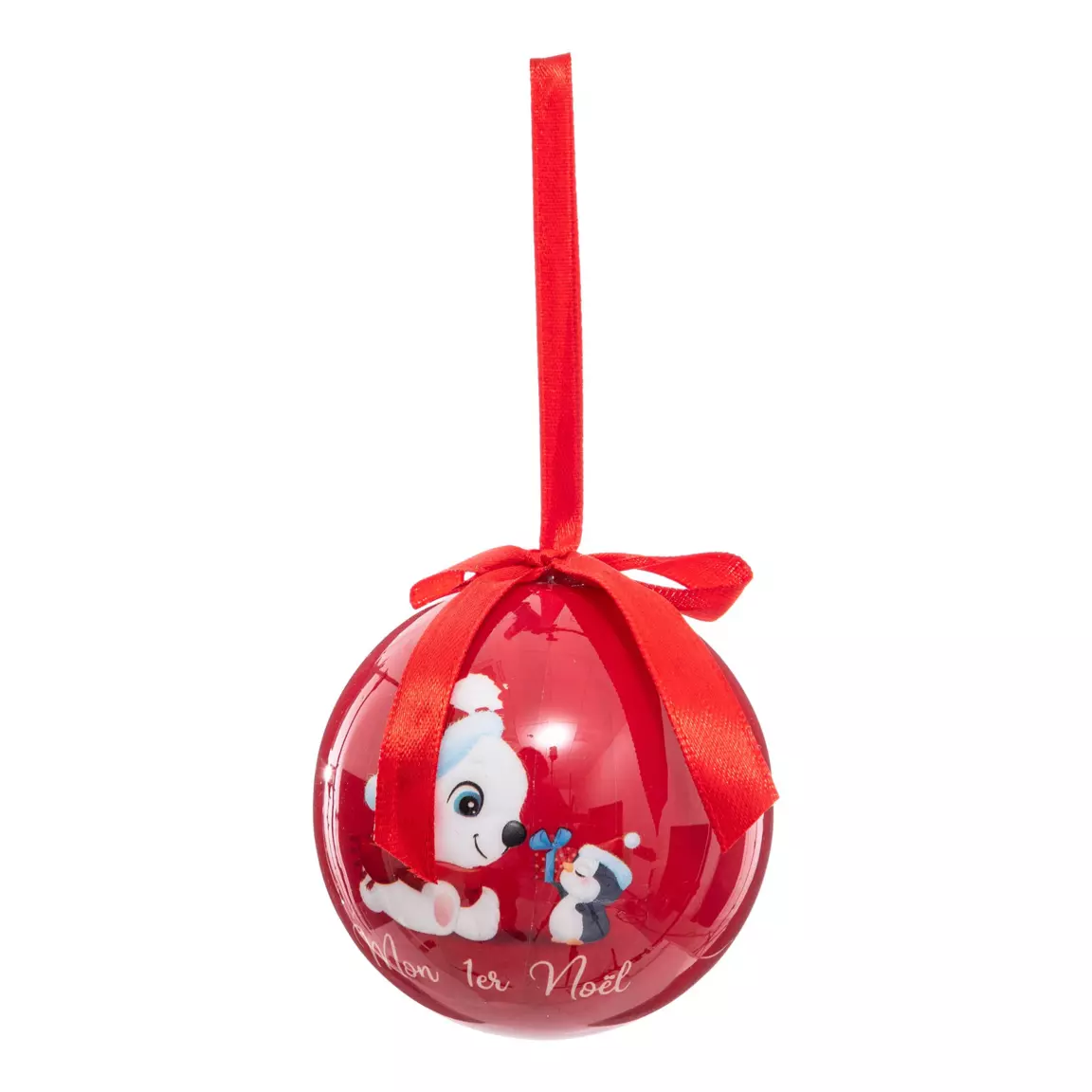 Lot de 3 boules de Noël (D75 mm) Premier Noël Rouge