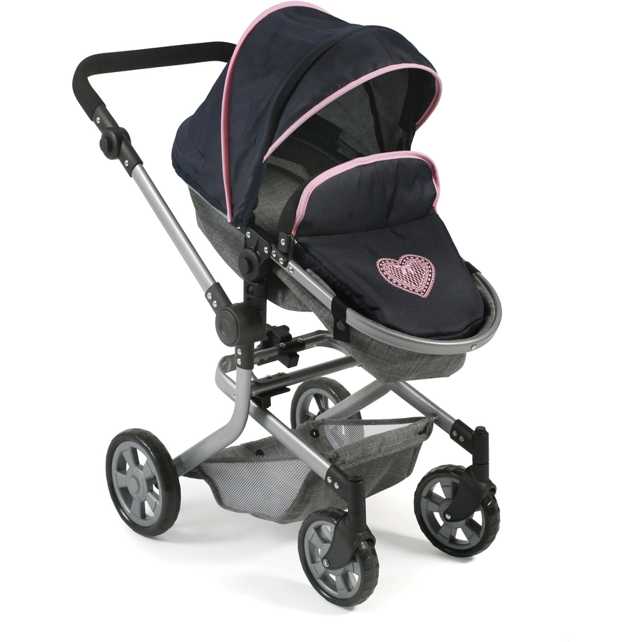 BAYER CHIC 2000 Kombi-Puppenwagen MIKA Melange grau-navy