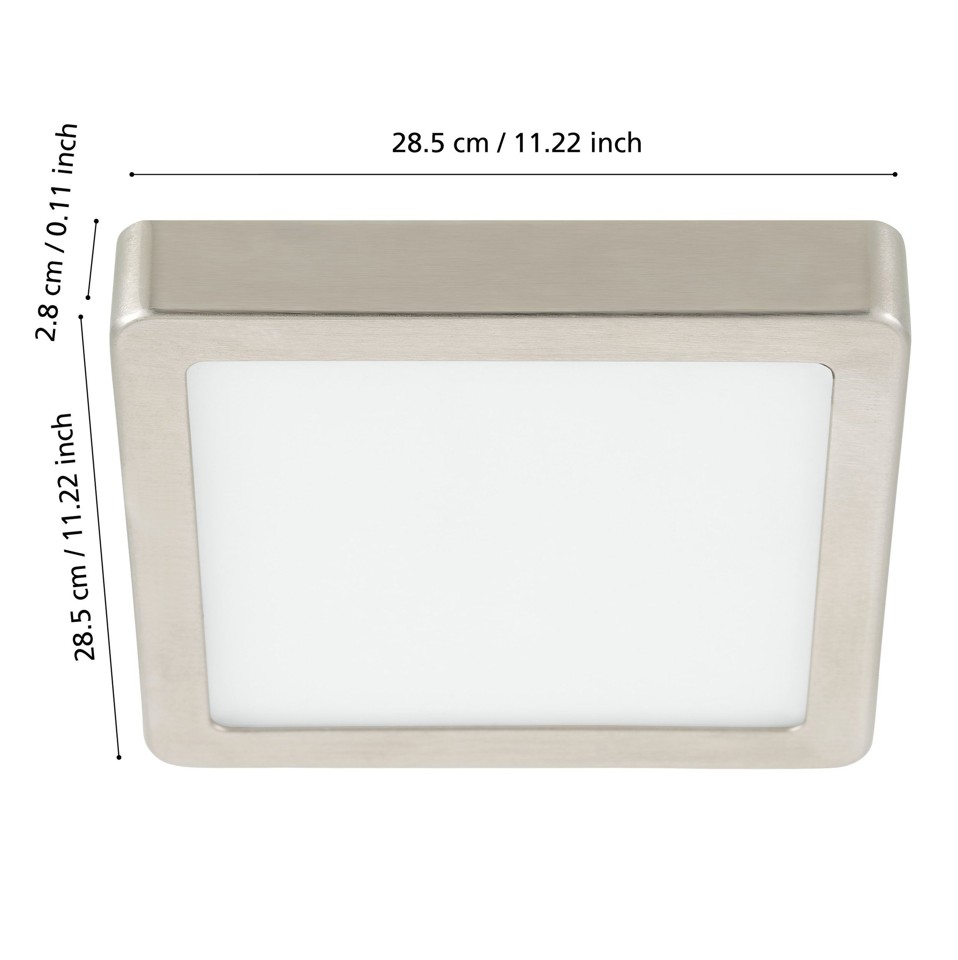 EGLO - Fueva-Z plafond børstet stål 28,5x28,5 - TW - Zigbee, Bluetooth