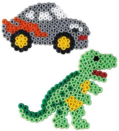 Hama Midi Perler - Small WoRød - 2000 stk. - Dinosaurer & Biler