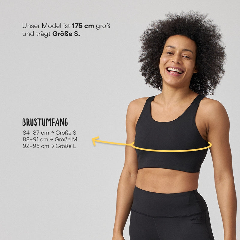 Sport-BH Mesh aus recyceltem Polyester Schwarz