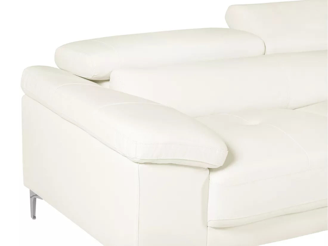 Canapé d'angle en cuir SOLANGE - Blanc - Angle droit