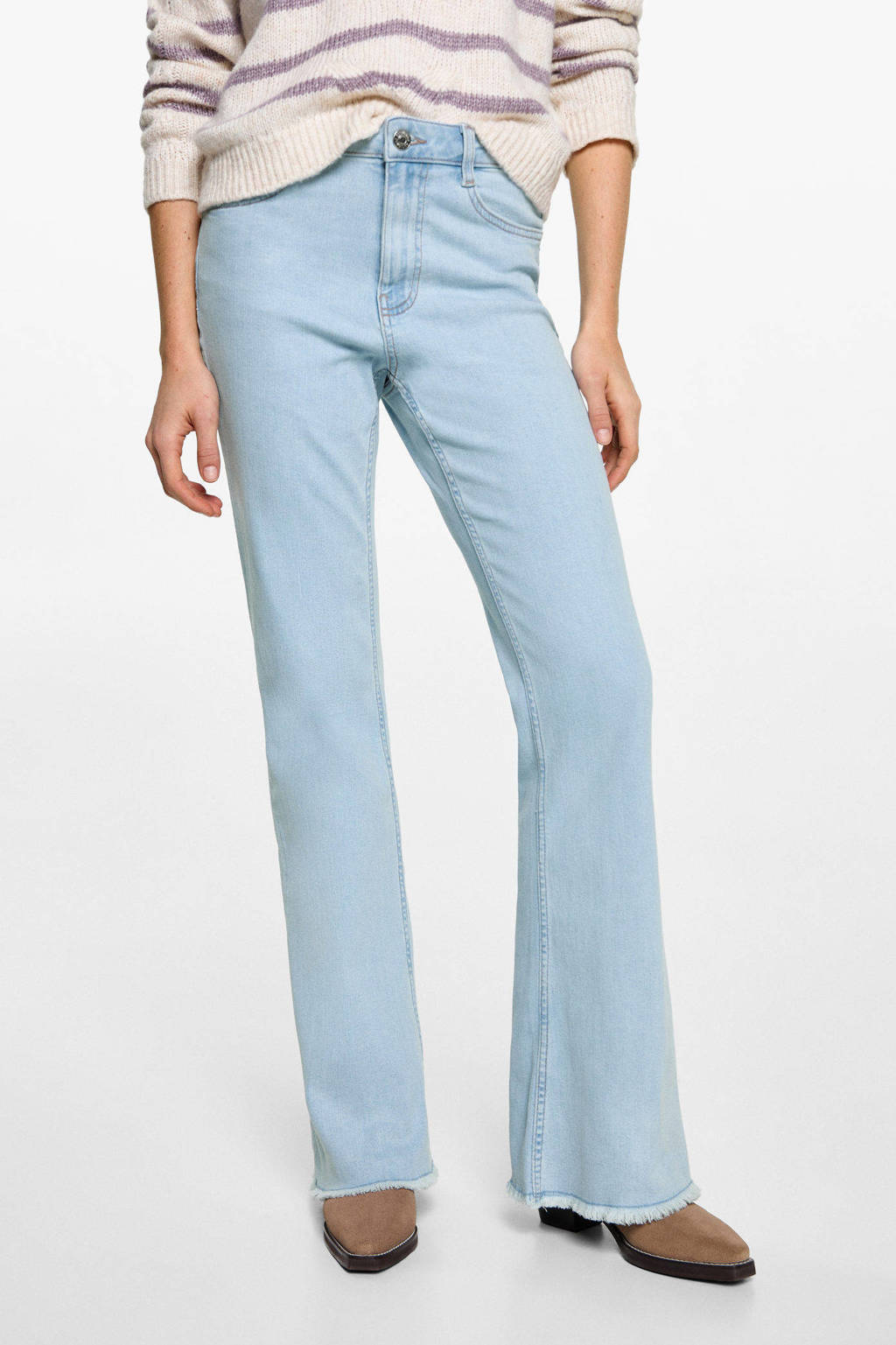MANGO TEEN flared regular waist flared jeans light blue denim