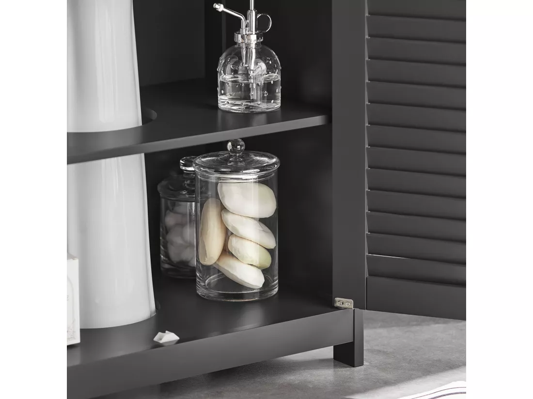 Meuble sous-Lavabo Meuble de Salle de Bain - 2 Portes et 2 étages à l’intérieur -Gris, FRG237-II-DG