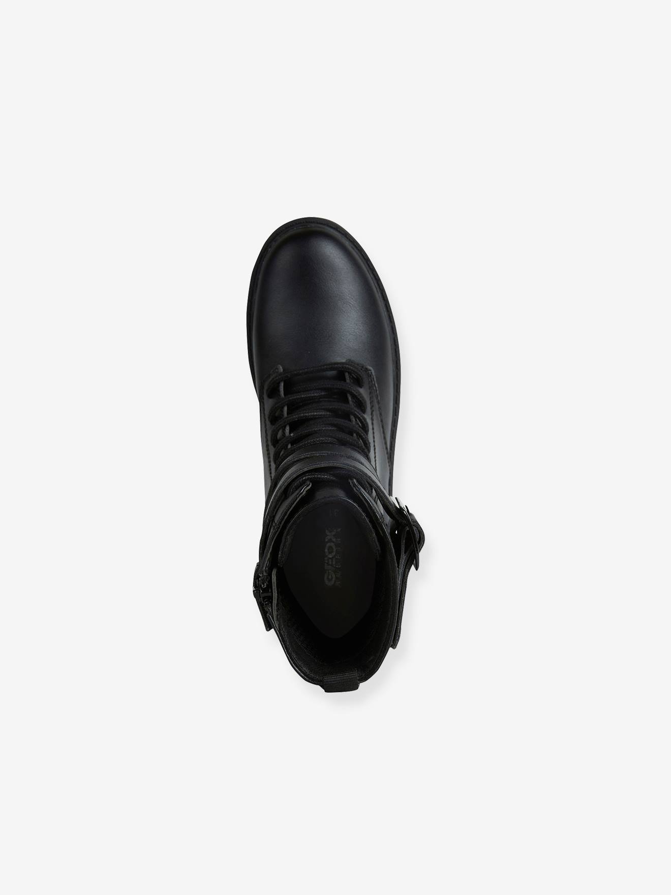 Botas de cano curto Casey GEOX® com tiras e cadarços, para meninas, pretas