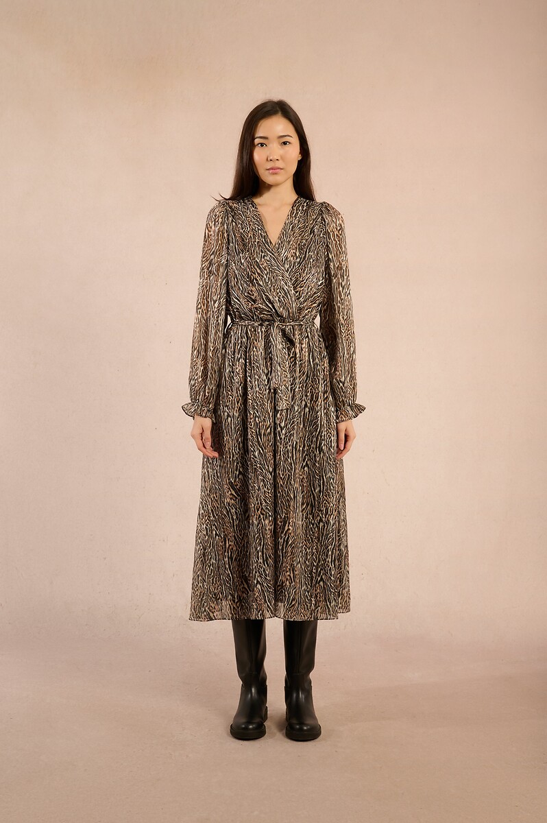 MOLLY BRACKEN<br>Vestido envelope com estampa animal