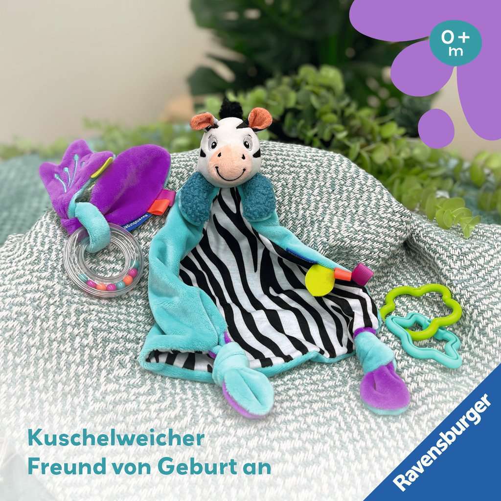 Ravensburger Spiel Play+ Fühlen, rasseln, spielen (Geschenk-Set: Zebra)