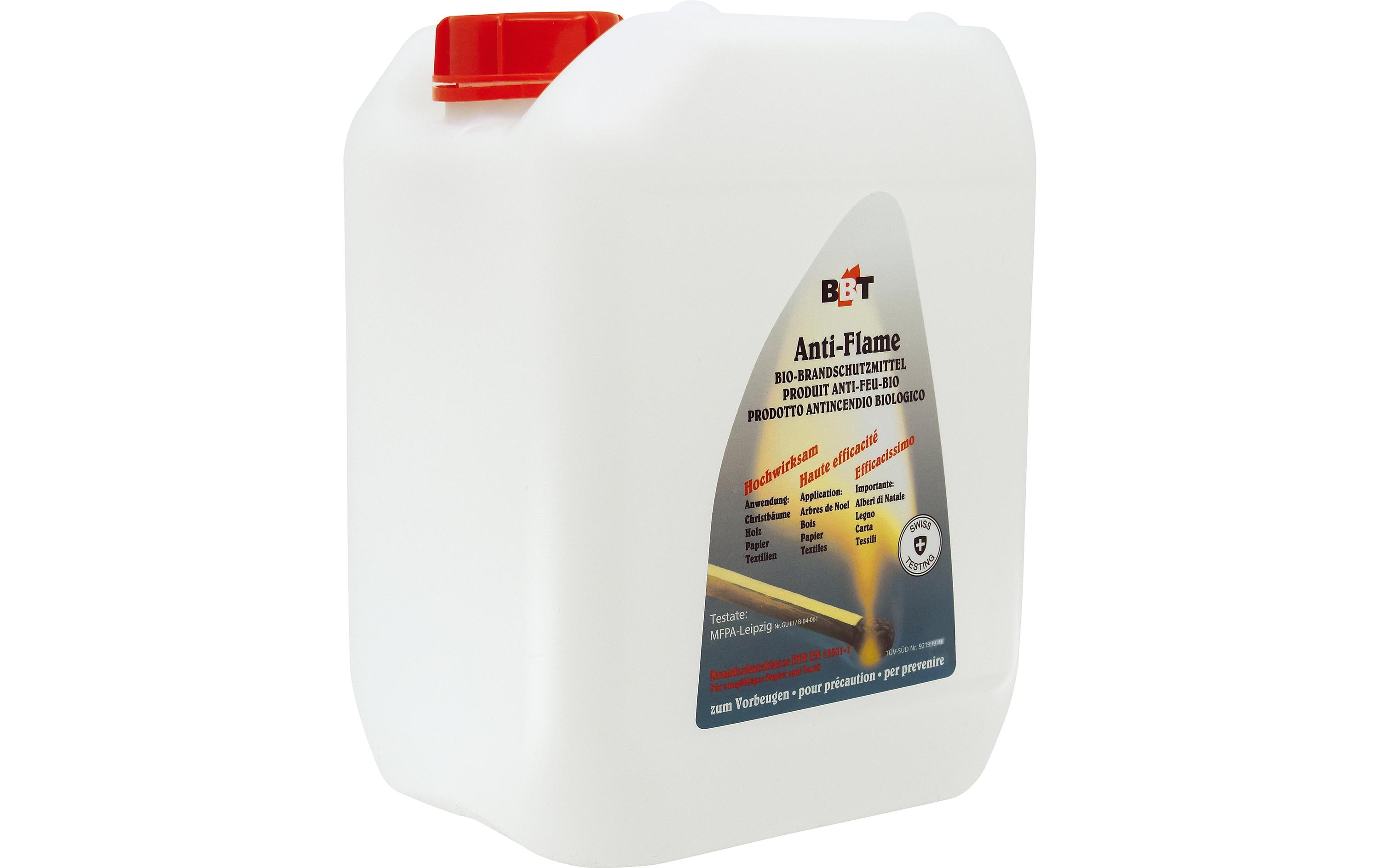 Brandschutzmittel Nachfüll-Bidon 5 l<br>Brandschutzmittel für Christbäume, Papier, Textil