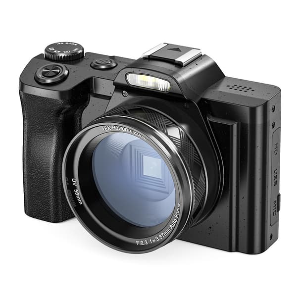 INF Digitalkamera 5K 48MP 16 x zoom 3,5-tommers skjerm, autofokus Sort 0