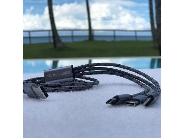 SunSlice Trident Kabel USB - Lightning/Micro-USB A/USB C 1 3-in-1 Ladekabel mit USB-C, Lightning und Micro-USB Anschlüssen