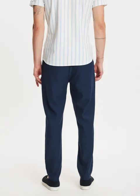 Pantalon met gemêleerde look blauw (BLW.DME)