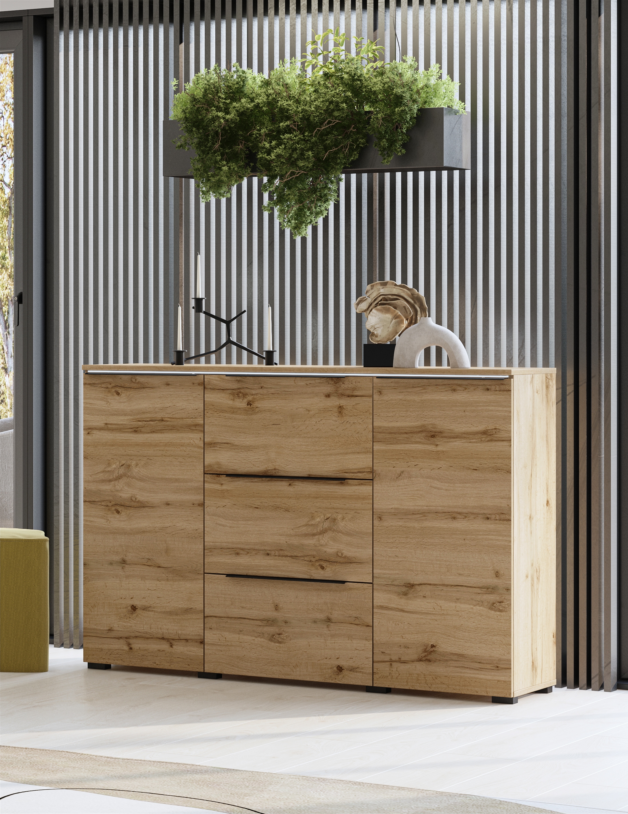 INOSIGN Sideboard »Tana, Breite 132 cm, moderne Kommode 3 SK ,2 Trg« Schubladenschrank,Anrichte mit viel Stauraum, Einlegeböden verstellbar