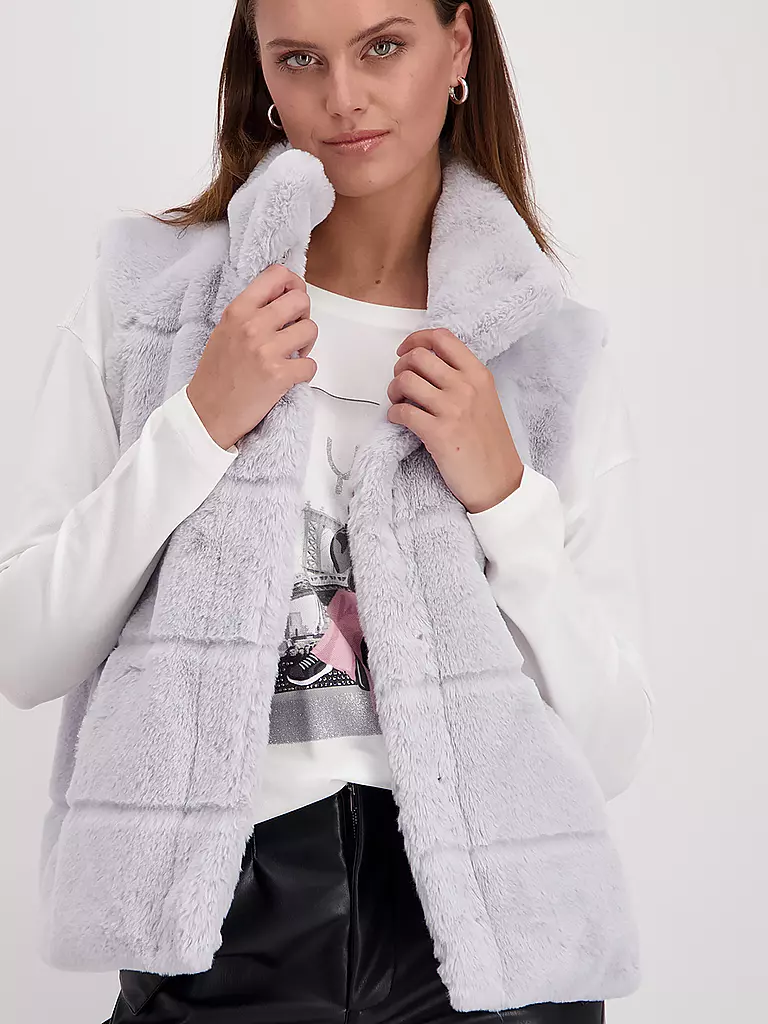 MONARI Gilet in Felloptik grau