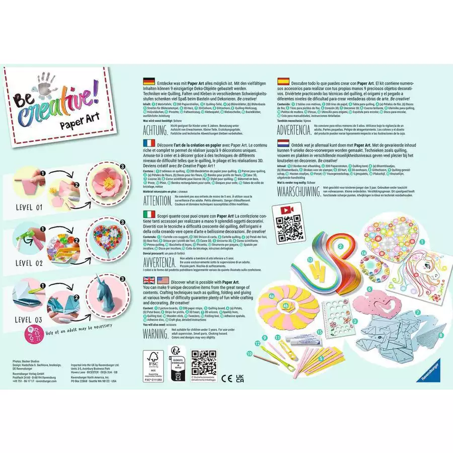 Ravensburger BeCreative Paper Art Flowers & Unicorn bunt