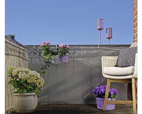 Balkonoverkapping PE 90 x 300 cm beige/antraciet gevlekt