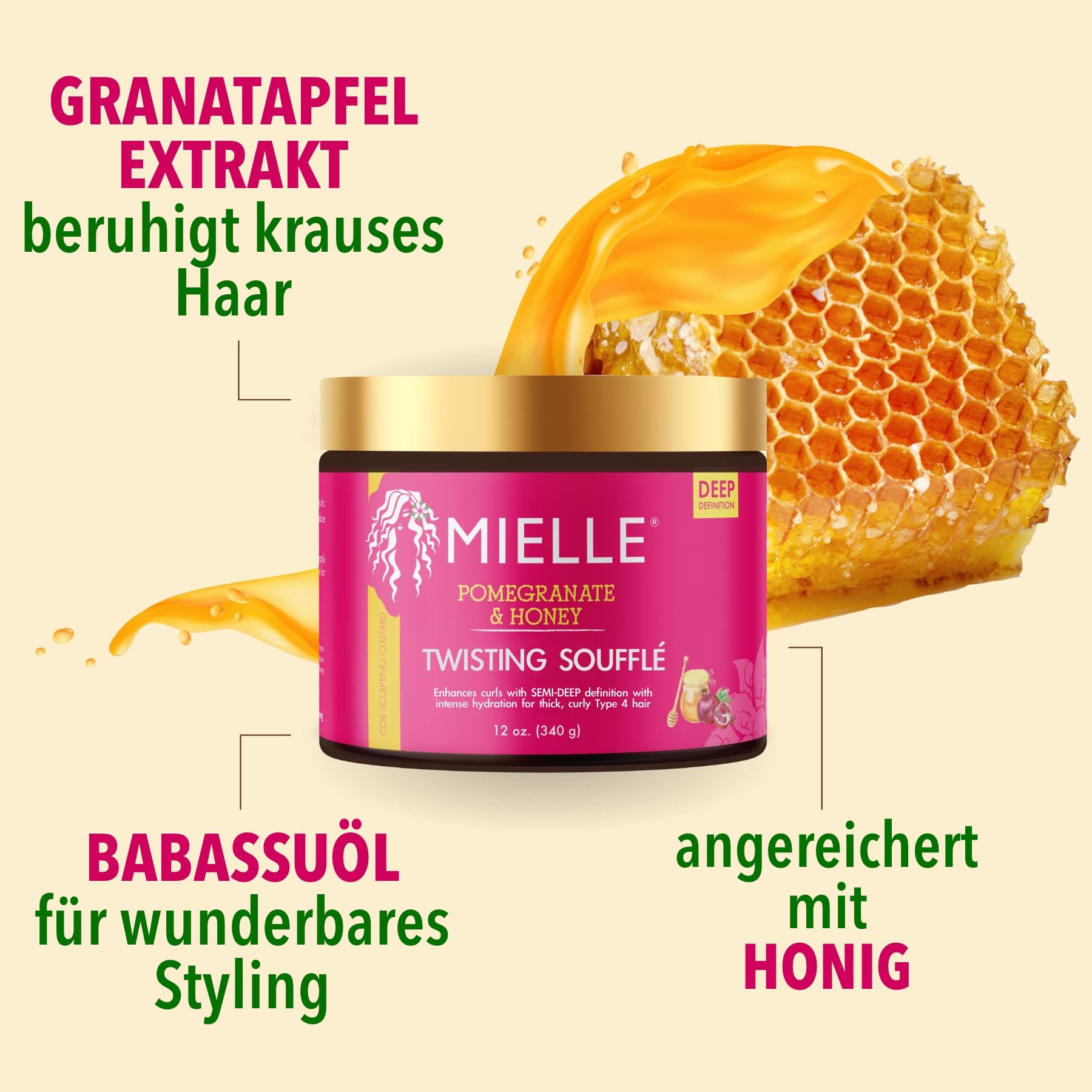 Mielle Organics Haarmaske Pomegranate Honey Twisting Souffle für Haarpflege