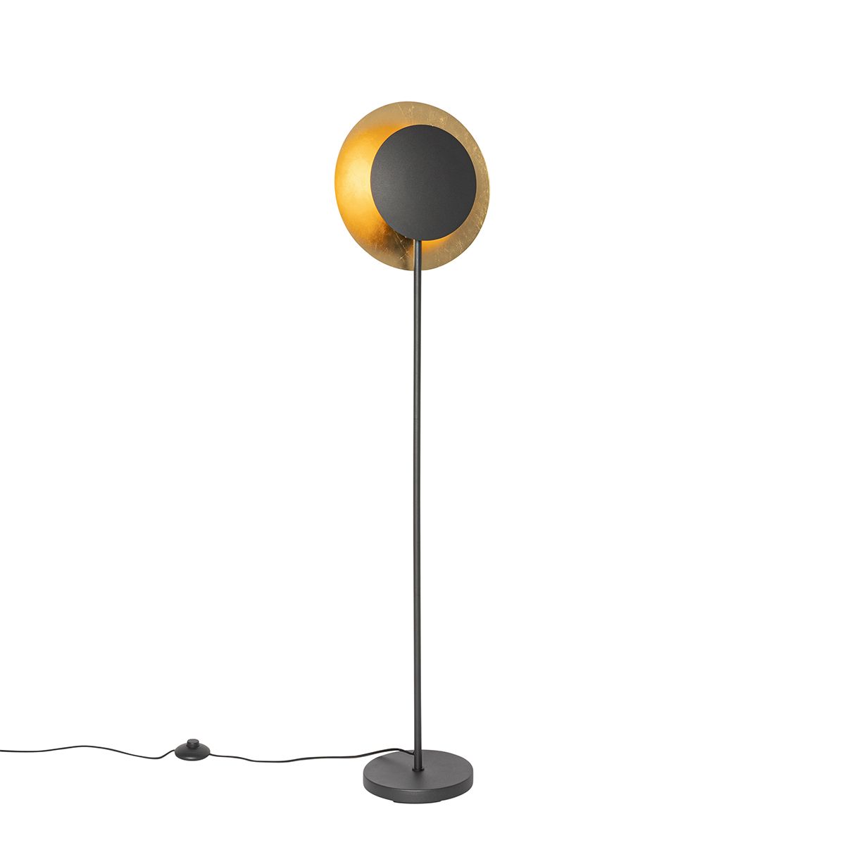 Art Deco vloerlamp zwart met goud - Emilienne