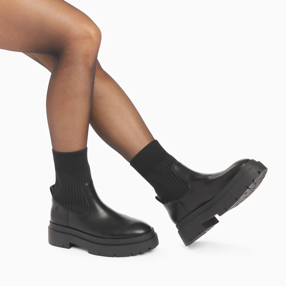 Bottines-Bottines chaussettes Elisa noires à plateforme crantée