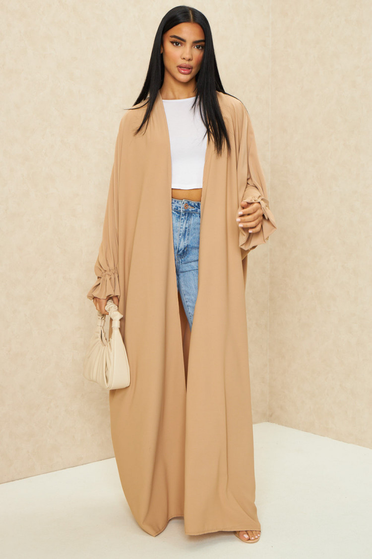 Kimono long ouvert beige