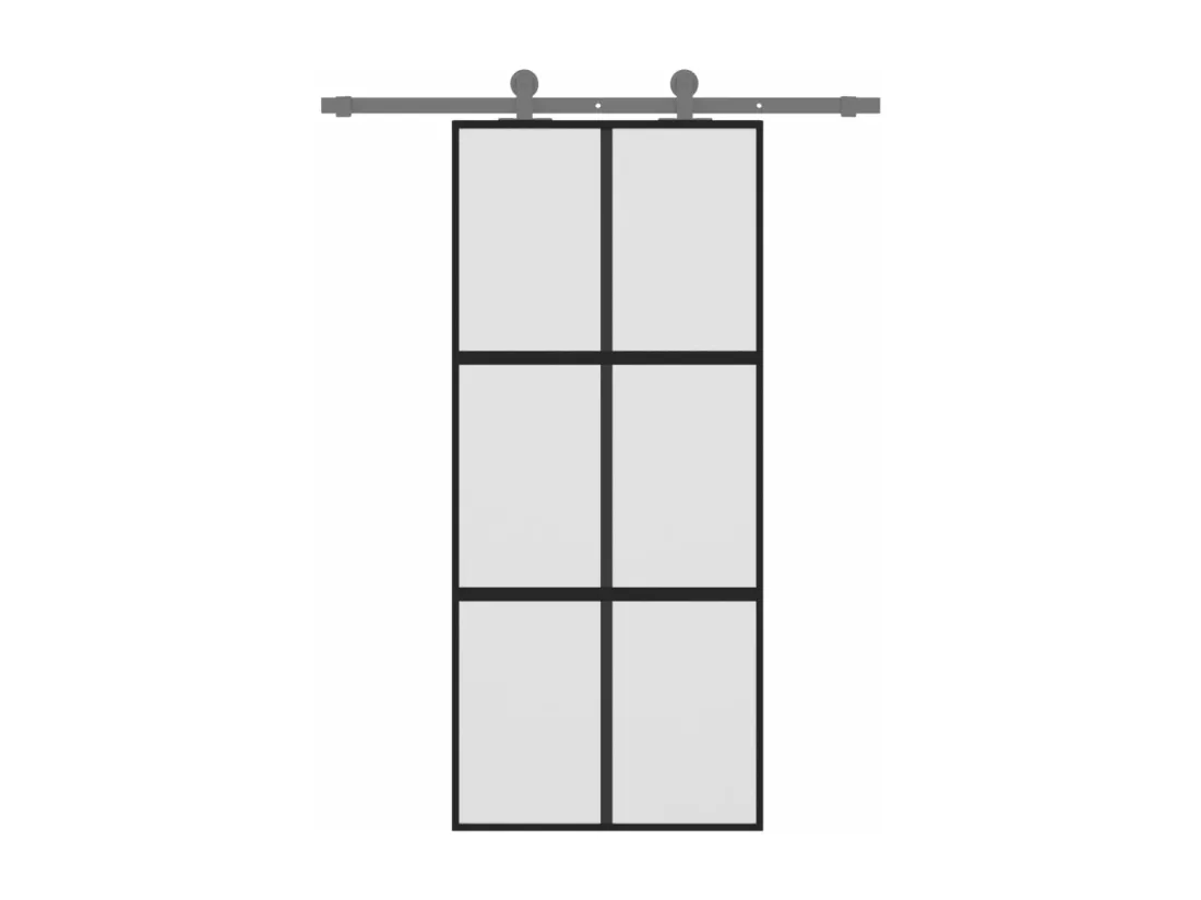 Porte coulissante noir 90x205 cm verre trempé aluminium