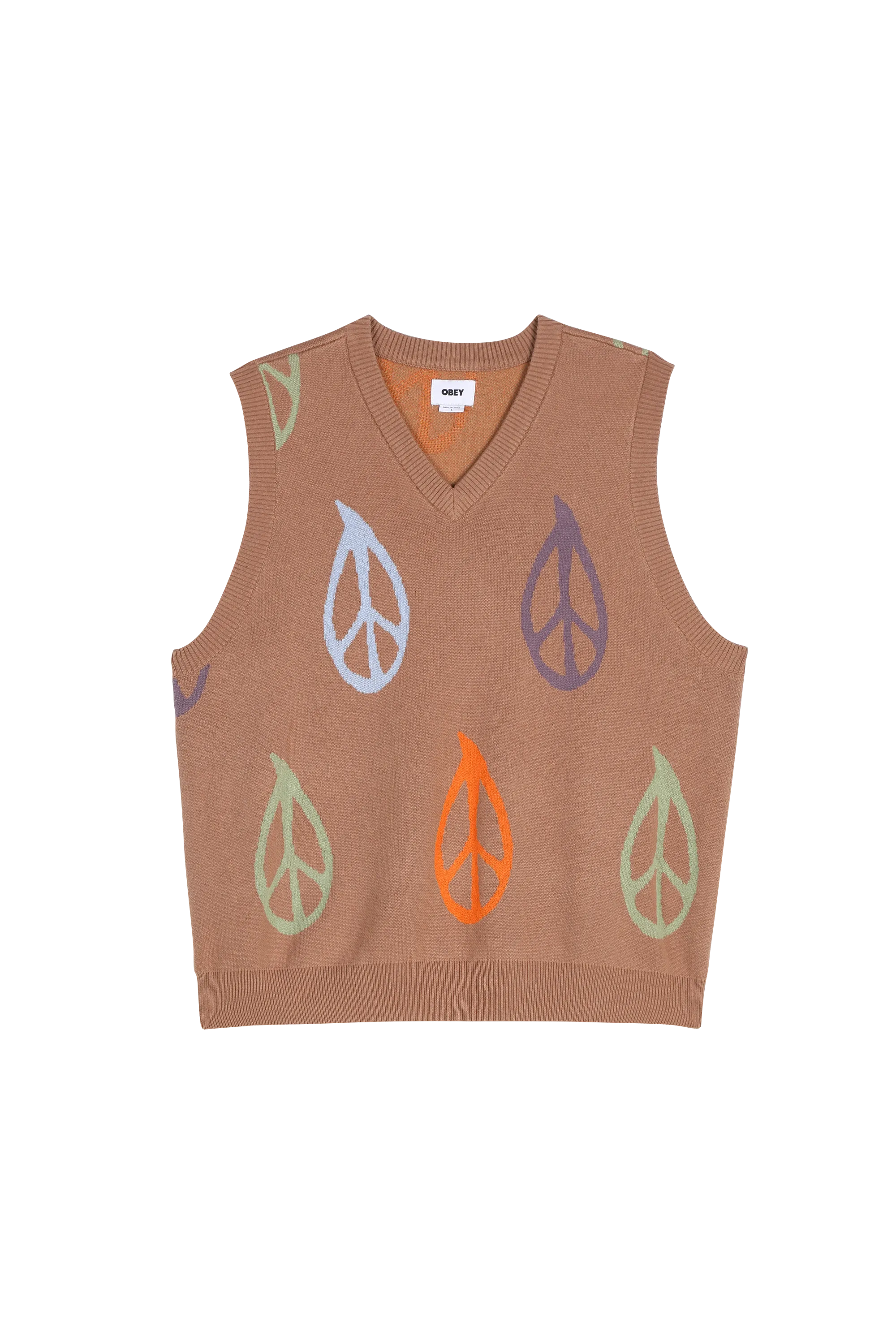 OBEY Gilet en coton PEACED Marron
