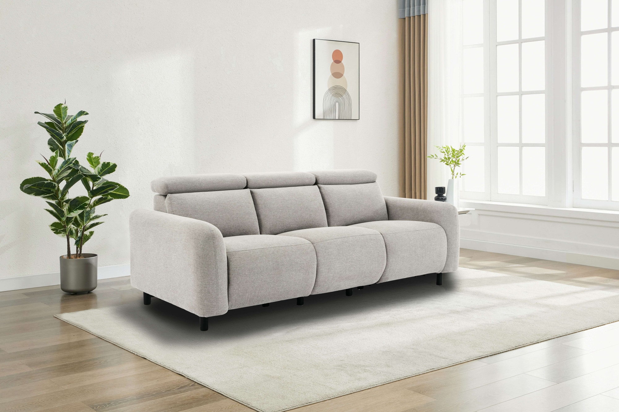 Home affaire 3-Sitzer »SKAANE Struktur-Sofa, 229 cm, manuelle-u. elektrische Relaxfunktion« Relax-Funktion in 2 Sitzen, Kopfteilverstellung, Federkernpolsterung