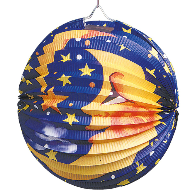 Laterne - aus Papier -  Ø = 25 cm - Mond & Sterne