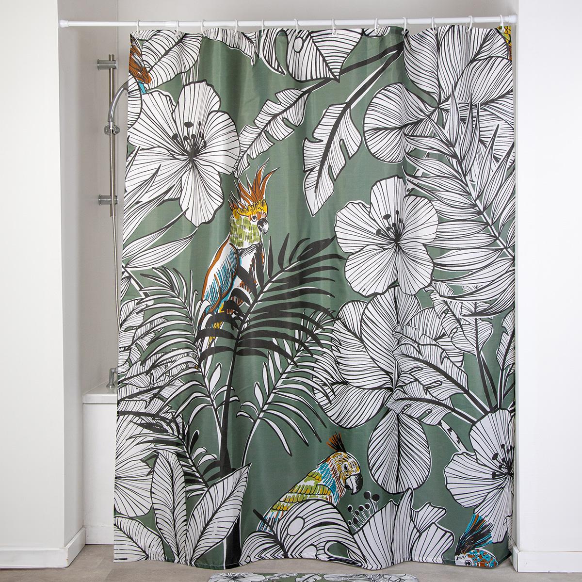 RIDEAU DE DOUCHE POLYESTER 180X200CM JUNGLE FEVER KAKI