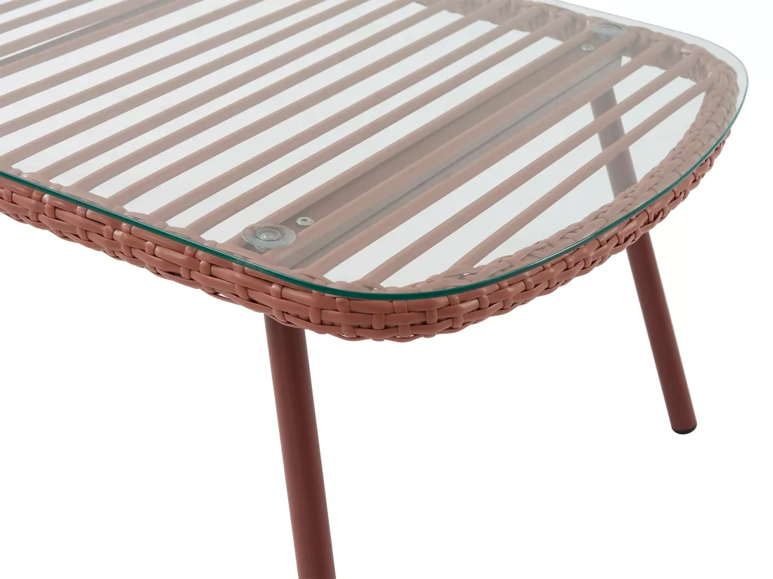 Salon de jardin en résine tressée : 1 canapé 2 places et 1 table basse - Terracotta - LOUSINI de MYLIA