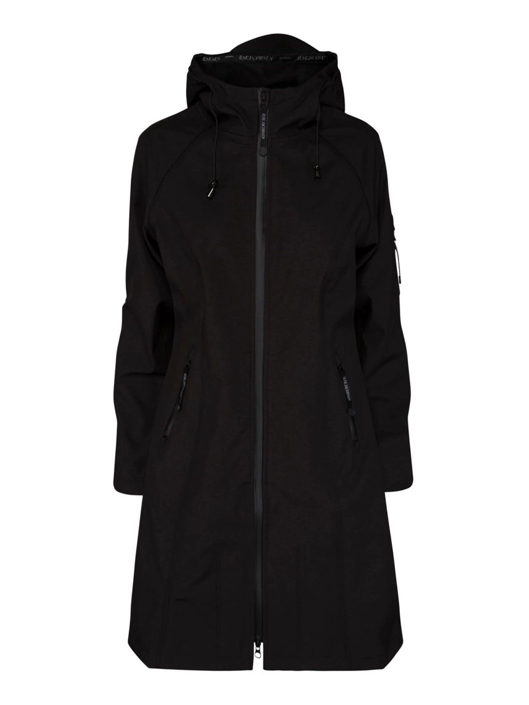 Zwart - Ilse Jacobsen waterdichte slim fit lange softshell regenjas