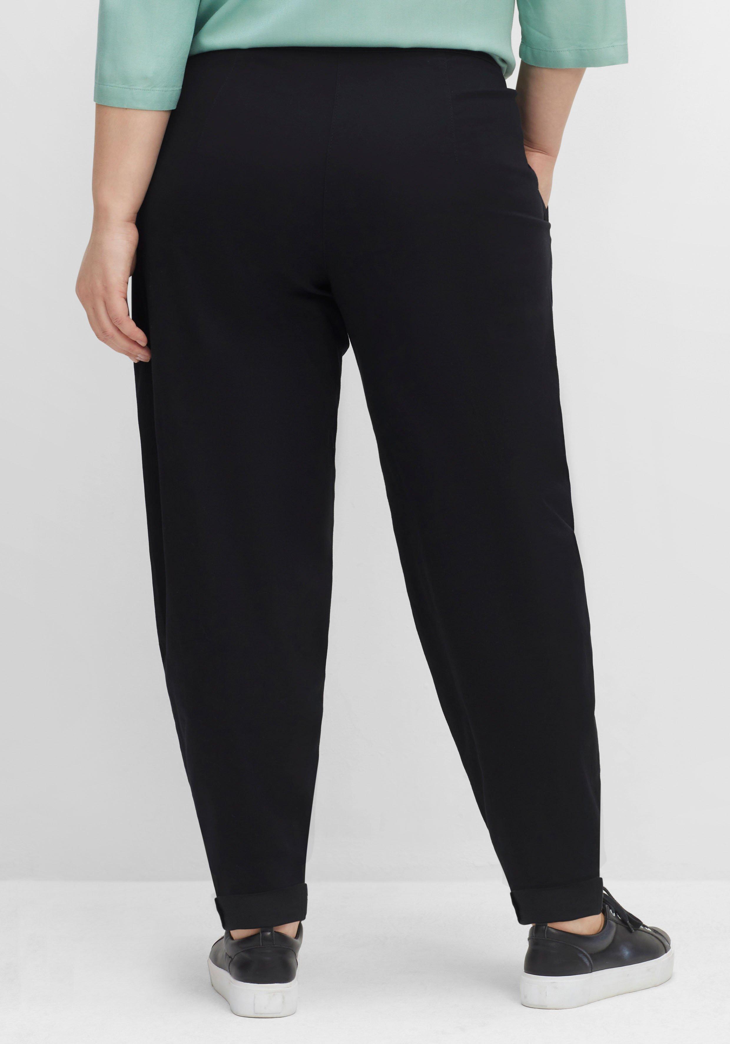 Twillhose OLIVIA mit Gürteldetail und Bundfalten