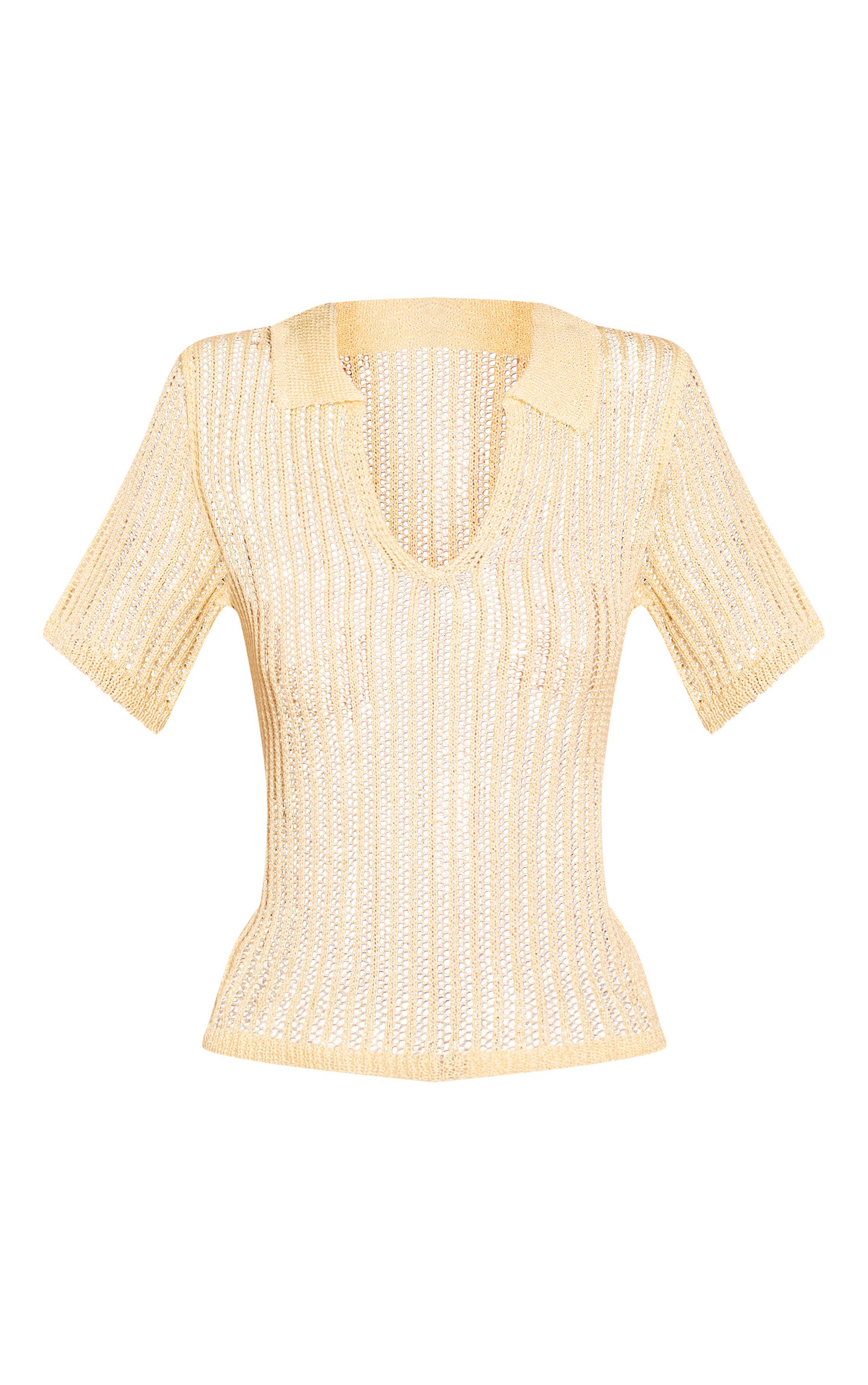 Citron Haut Polo En Maille À Col V