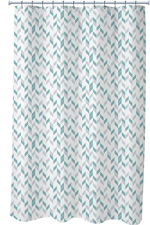 Rideau de douche bleu et blanc en polyester Scandi