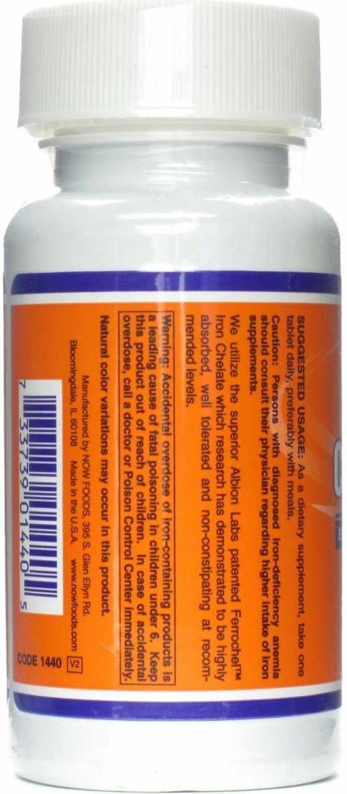 NOW Foods Complexo de Ferro 100 comprimidos