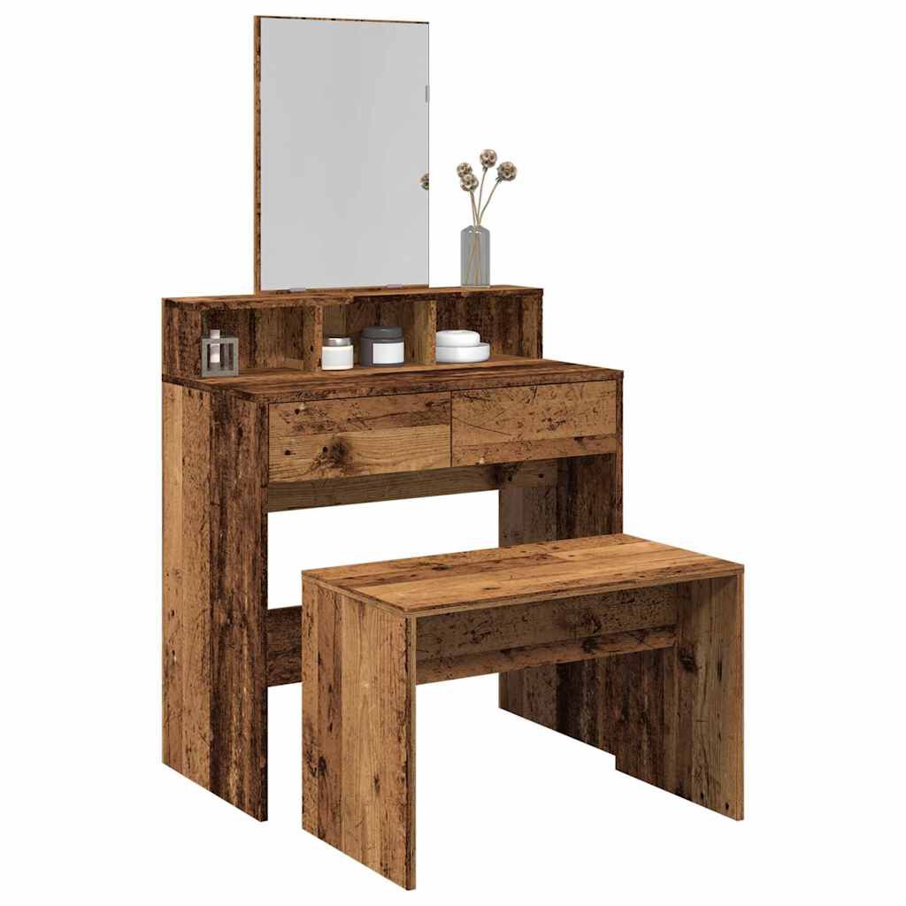 vidaXL Toiletkruk Oud Hout 70x35x45 cm Gelijmd Hout