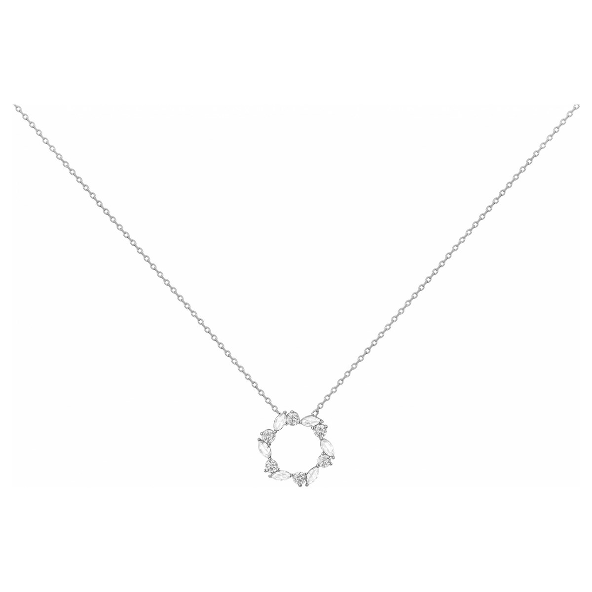 Collier mono-motif en Argent avec oxyde de zirconium blanc