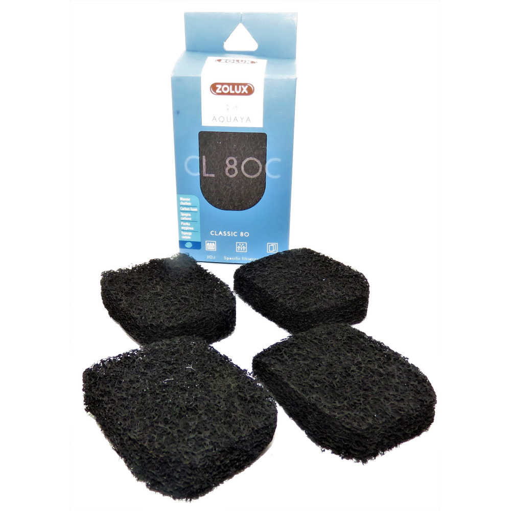 Filtre pour pompe classic 80, filtre cl80 c mousse charbon x 4 pour aquariu