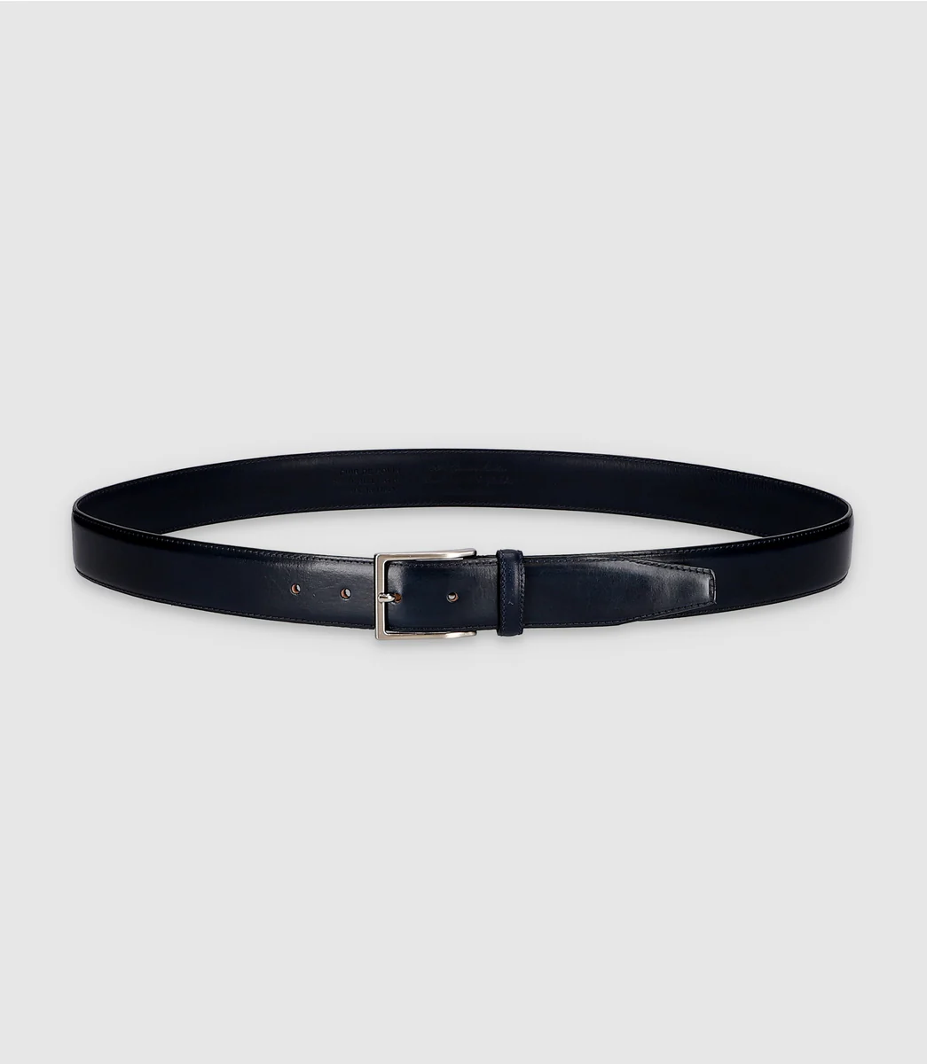 Ceinture 35 mm ajustable en patine marine CALCAZAR