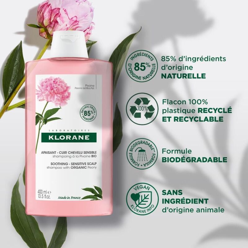 Shampooing à la pivoine Bio Klorane - Flacon de 400 ml