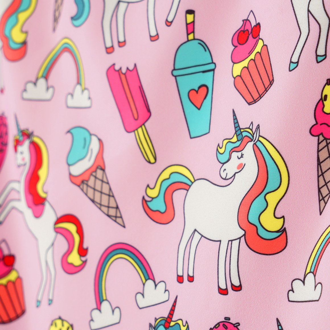 Topolino Mädchen Badeanzug mit bunten Einhorn-Motiven rosa