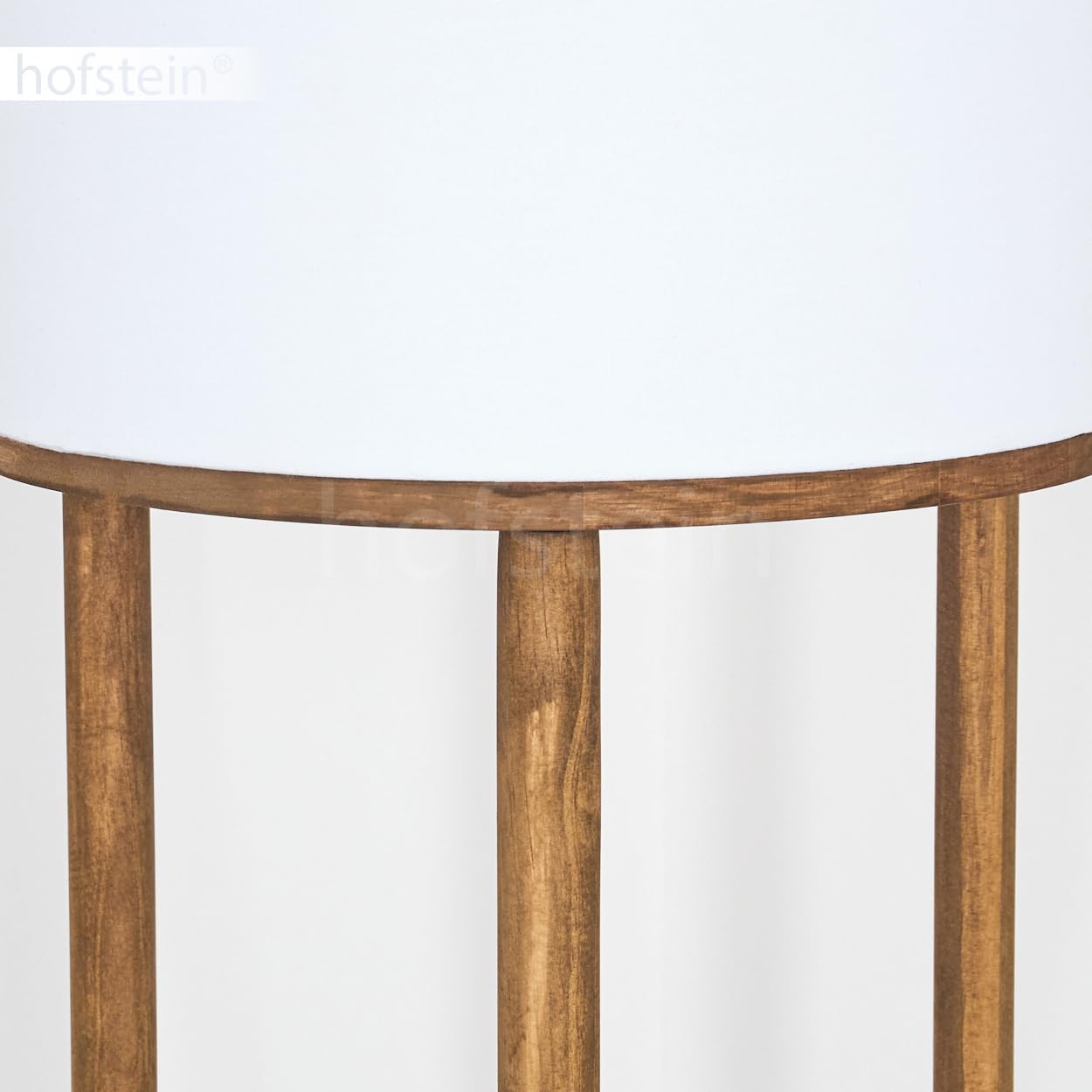 Stehleuchte Hamaa, Stehlampe aus Holz/Stoff in Naturfarben/Weiß, Leuchte im skandinavischen Design mit rundem Schirm (Ø 26 cm), Ablageflächen u. Fußschalter, Höhe 150,5 cm, 1 x E27, ohne Leuchtmittel