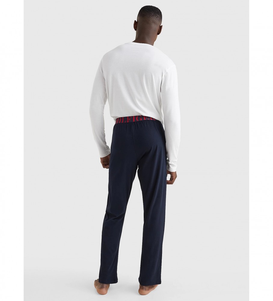 Pijama Tommy Hilfiger Ultra Soft, branco e azul marinho