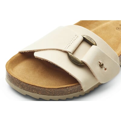 Damen-Lederpantolette, Creme