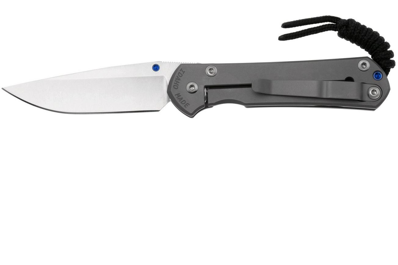 Chris Reeve Small Sebenza 31 S31-1645, Stonewashed MagnaCut Droppoint, Plain Glass Blasted Titanium, linkshandig zakmes