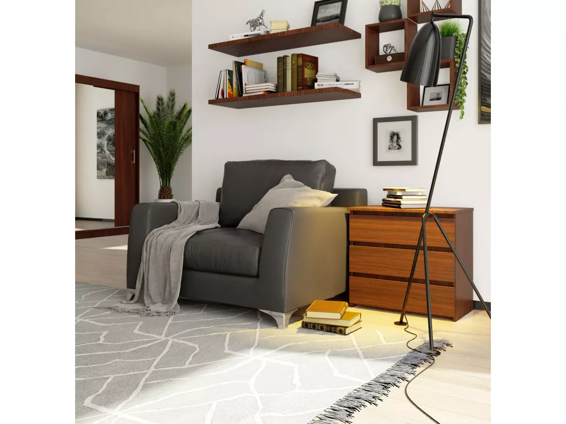 Table de chevet AKORD CL3 Wengé 60 cm 3 tiroirs façade Wengé 60x35x57 cm