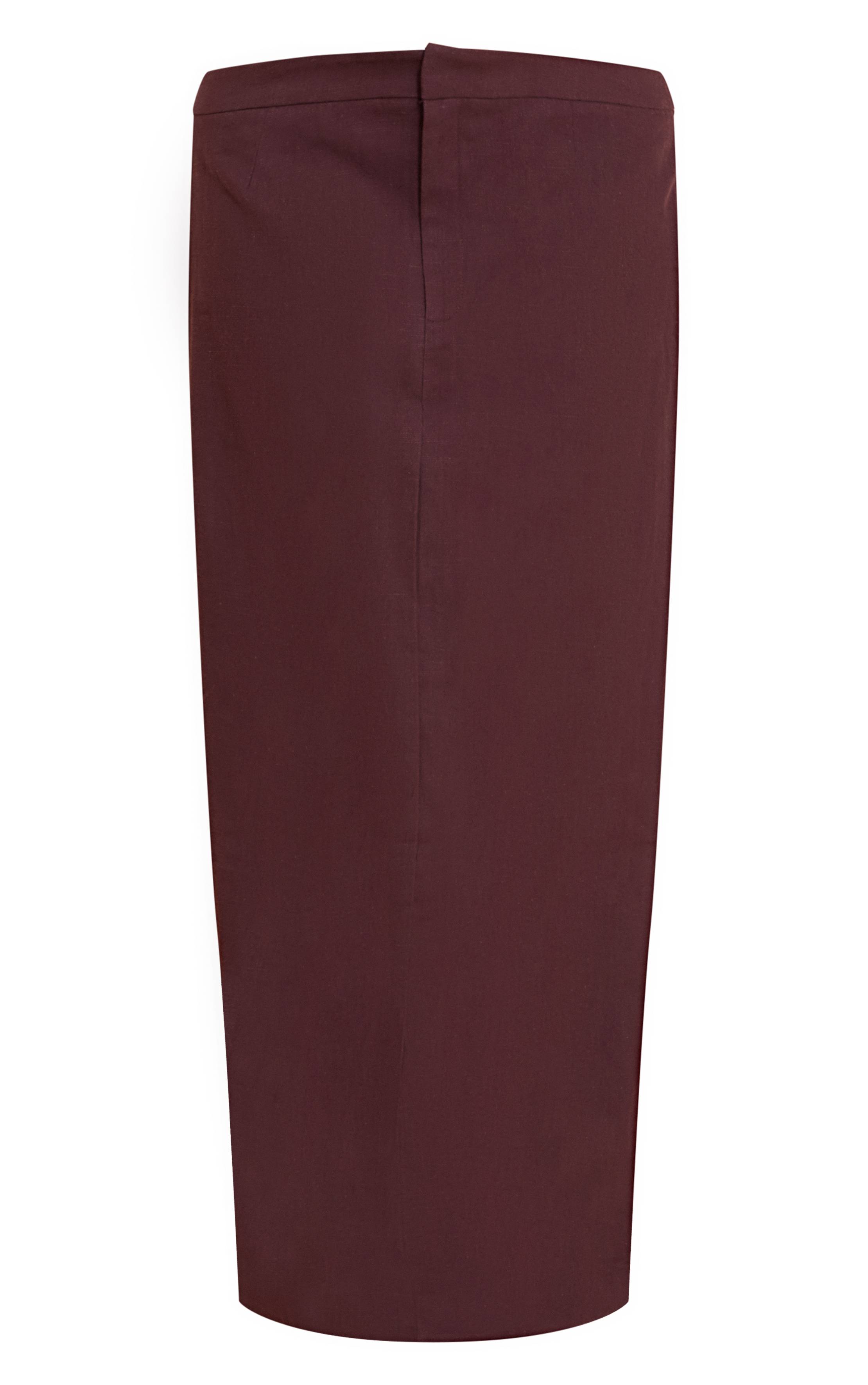 Deep Chocolate Jupe Longue Évasée En Lin Premium Grande Taille Coordonnée