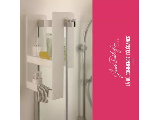 Pack baignoire bain douche 170 x 90 JACOB DELAFON Malice version droite + tablier en angle + pare bain + étagère pour pare bain