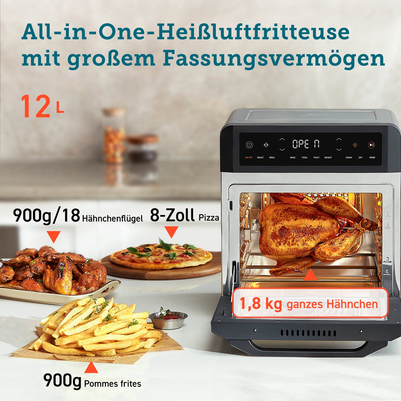 COSORI 12-Liter Heißluftfritteuse Backofen
