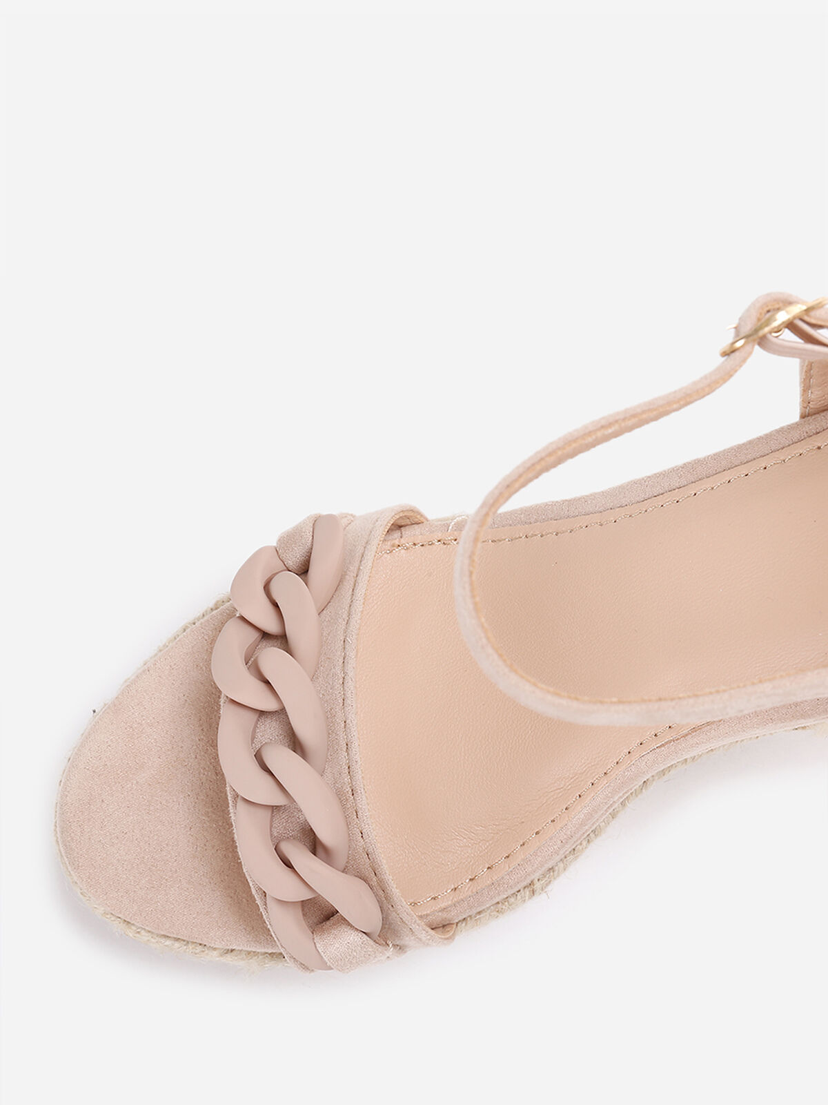 Sandales compensées beiges en suédine et cordage Beige- Beige