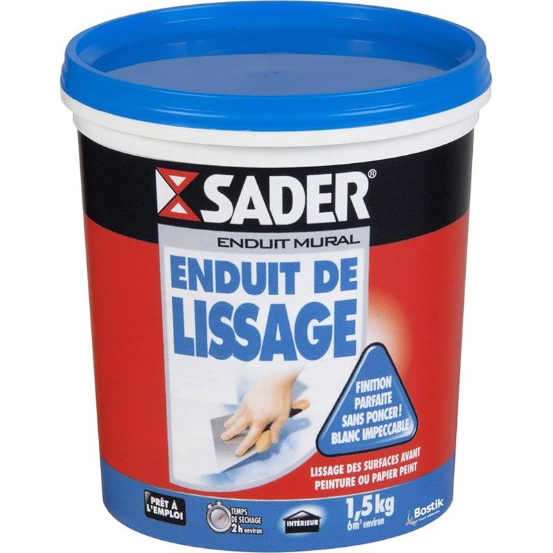 Enduit de lissage mural Sader - Seau d'1,5 kg